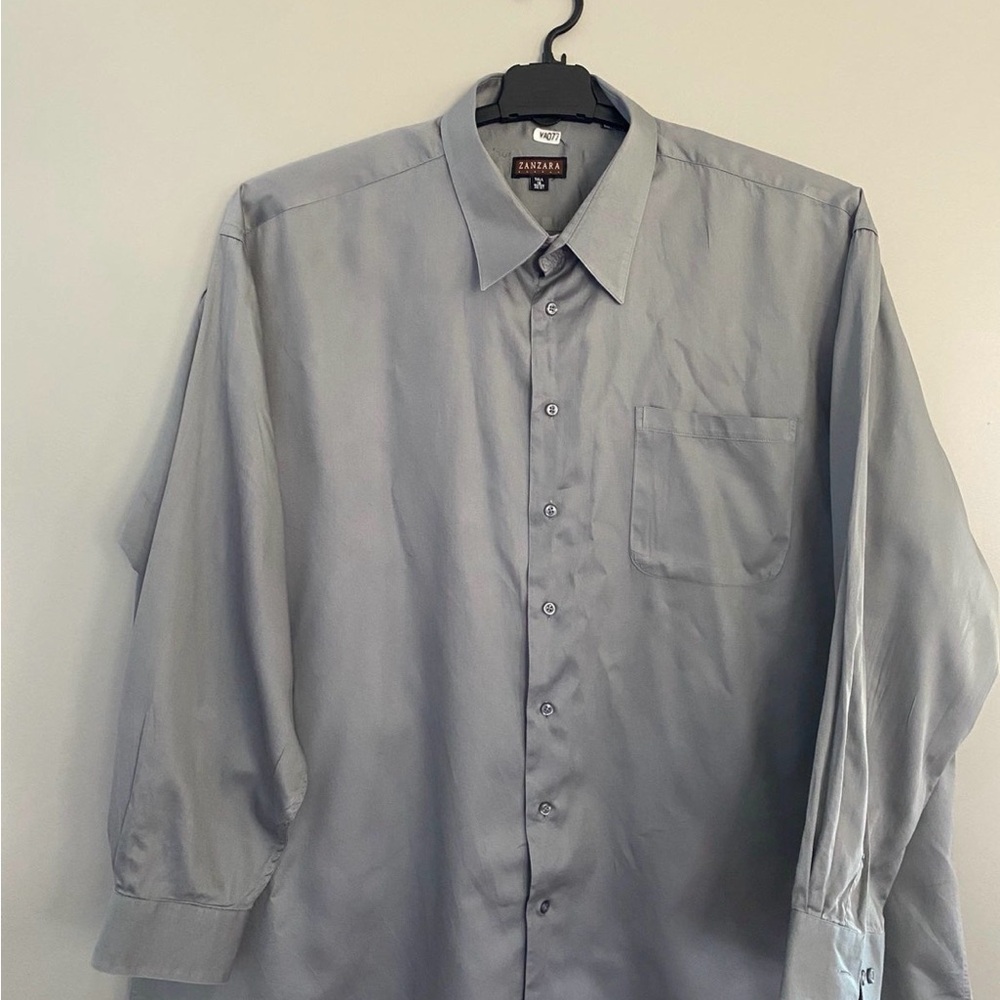 Zan zara Gray Men's Dress shirt button front 19 36/37